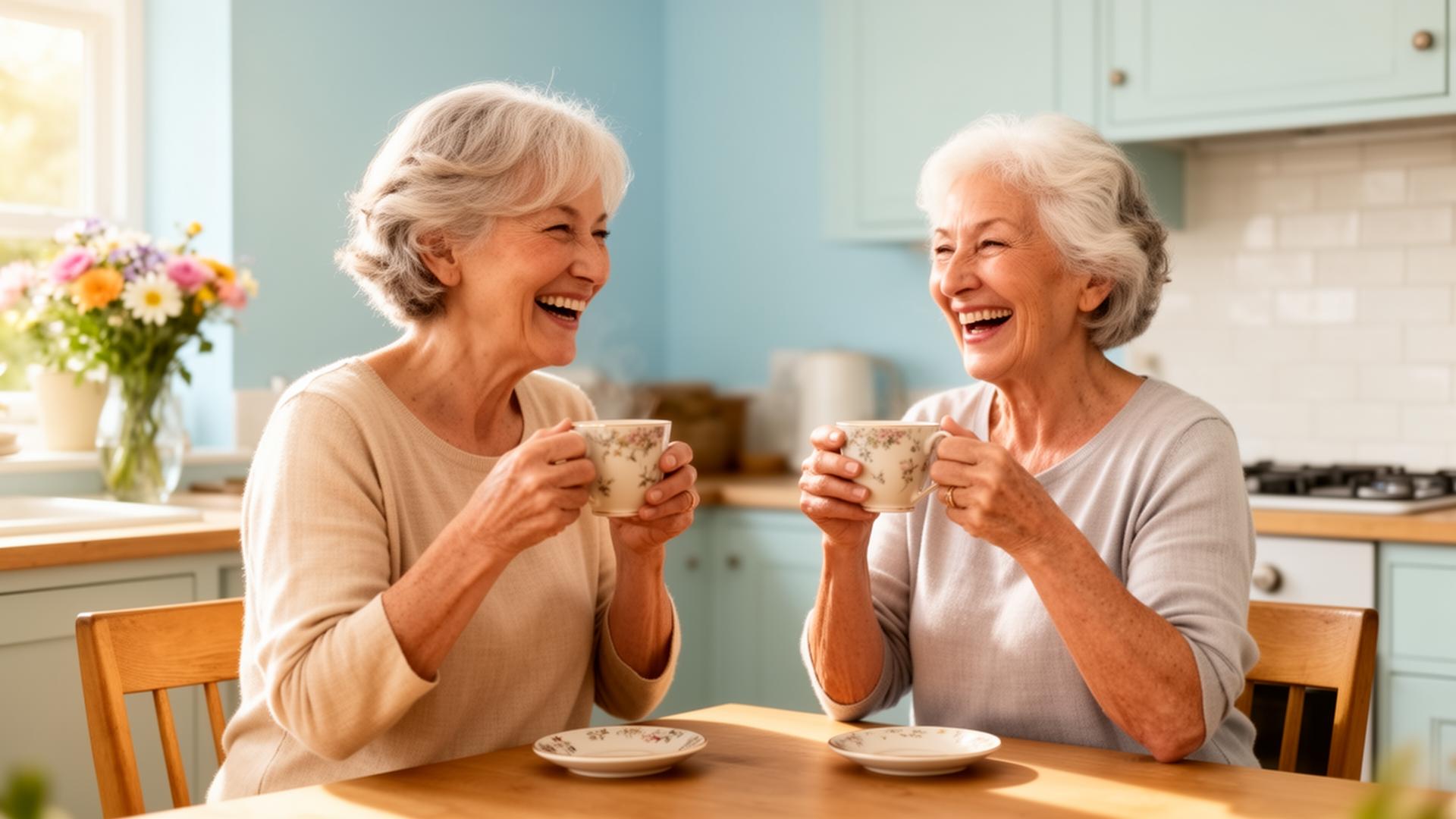 An adult daughter helping her elderly mother use a tablet